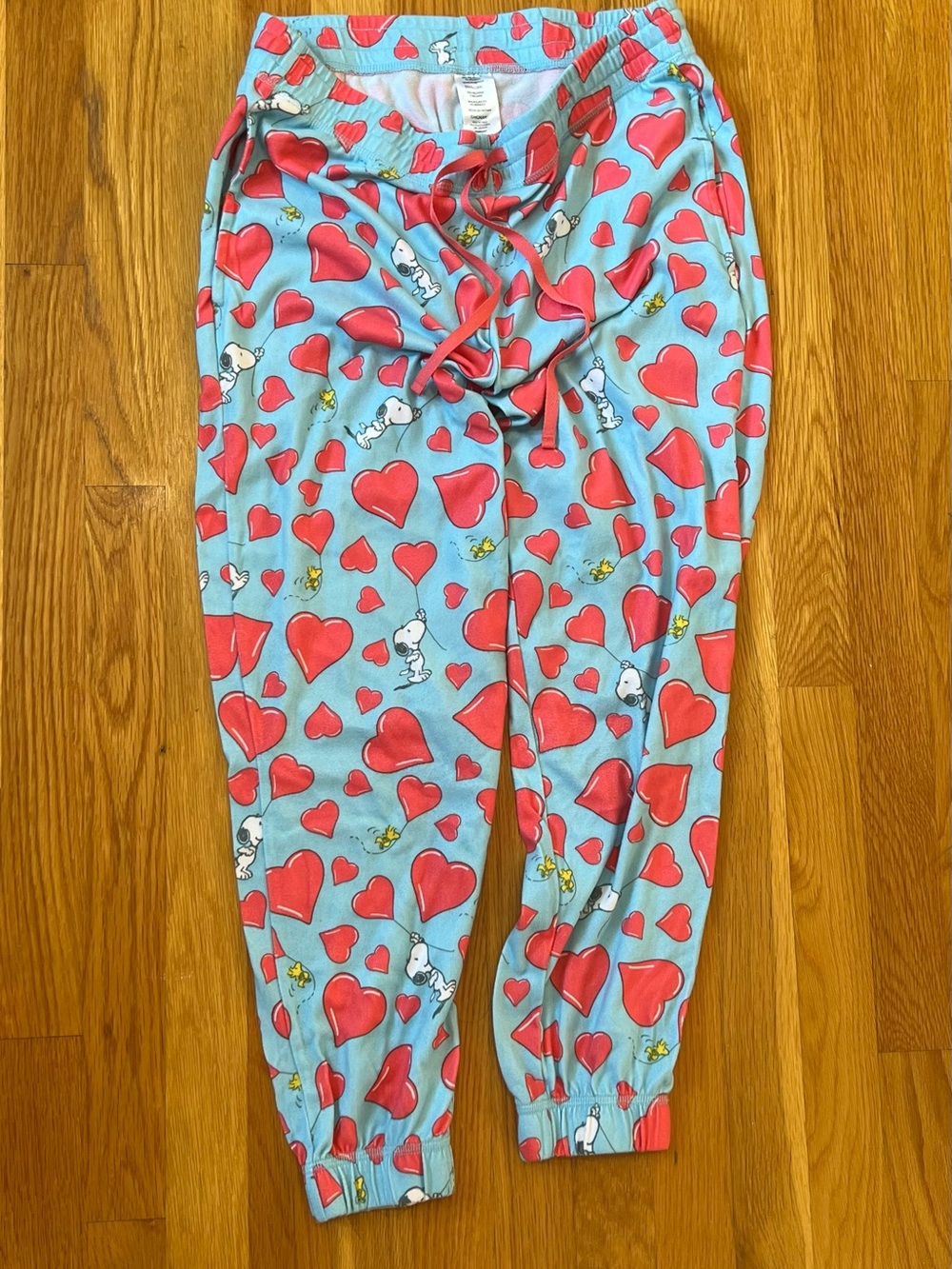 Snoopy Heart-Print Pajama Pants - Blue & Red